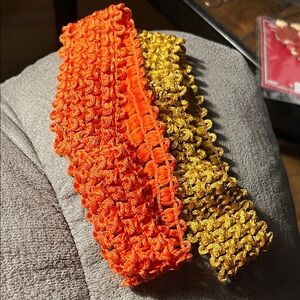Orange & Gold Crochet Stretch Headbands - Women Accessories